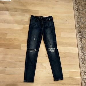 American Eagle high waist ripped knee skinny jeans 8